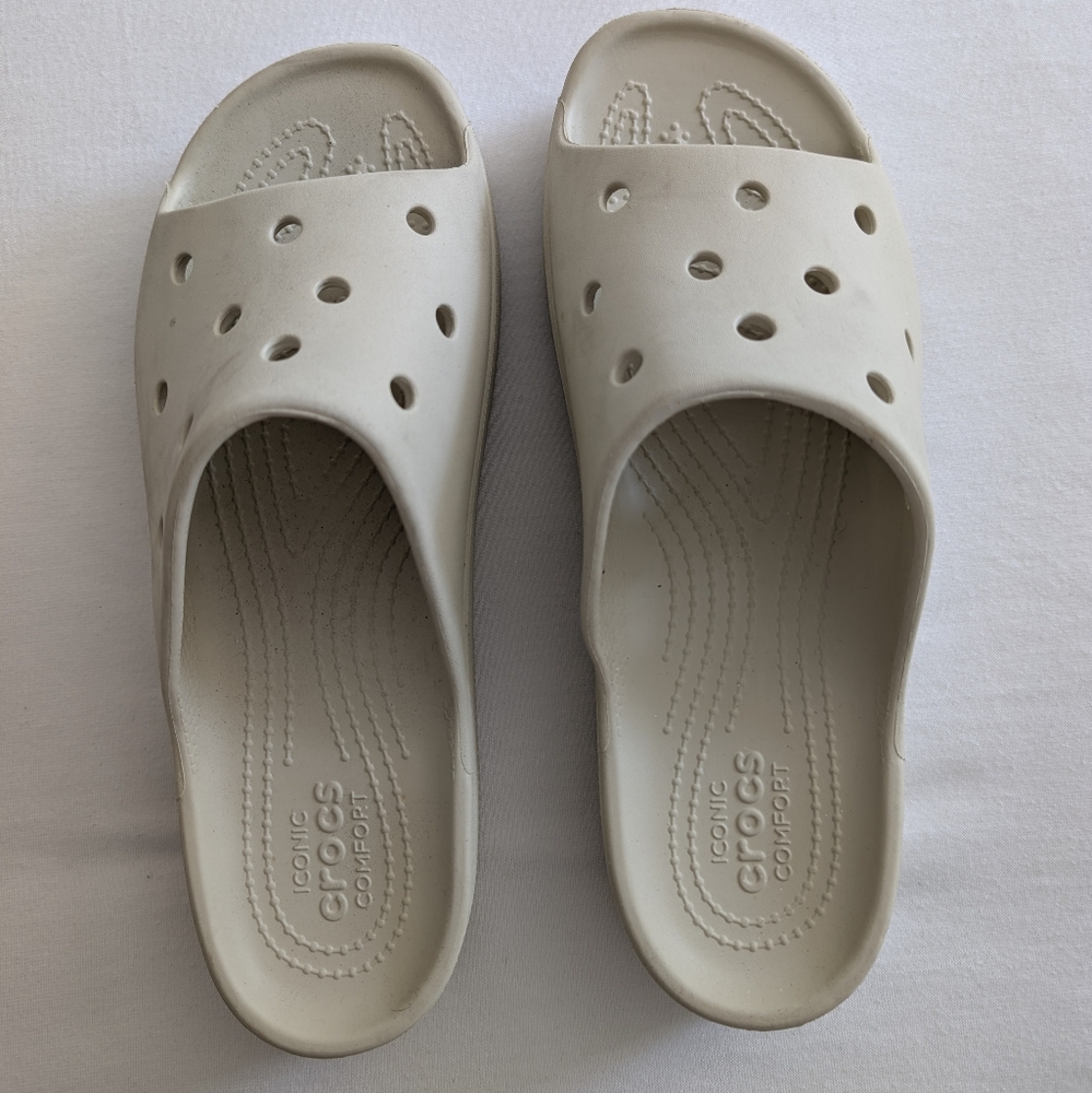 CROCS Classic Slide Sandals in Off-White